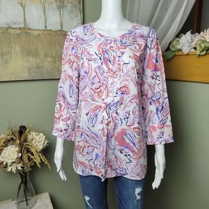NWT Talbots Floral and Paisley Blouse